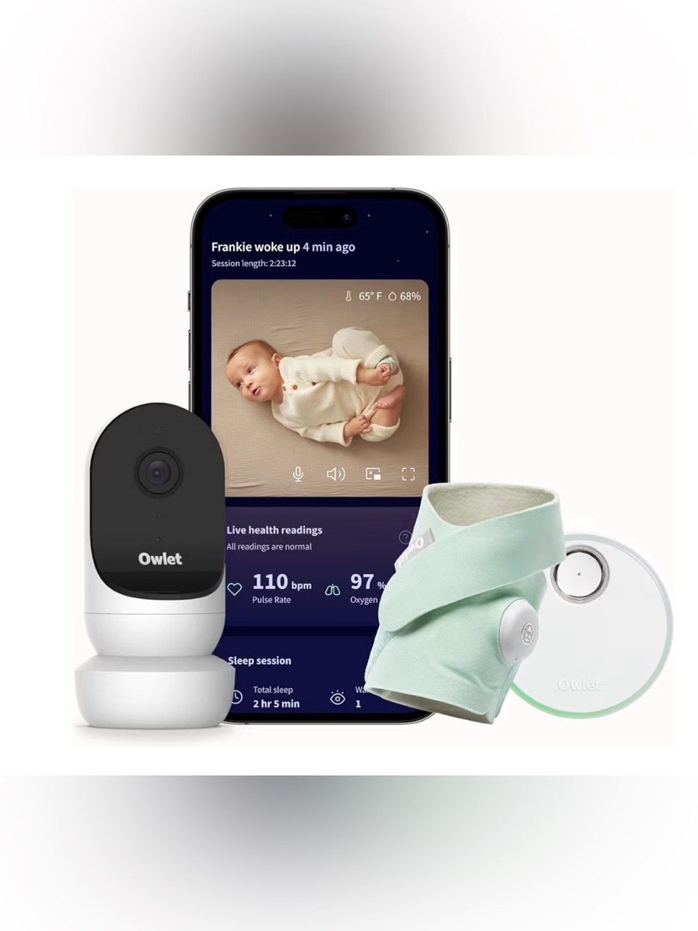 Owlet Dream Duo (Gen 2) Smart Baby Monitor HD Video Camera + Wearable Sock, Mint